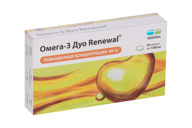 Омега-3 Дуо Реневал, 1 300 мг, 30 шт, капсулы – купить по цене 670 руб ...