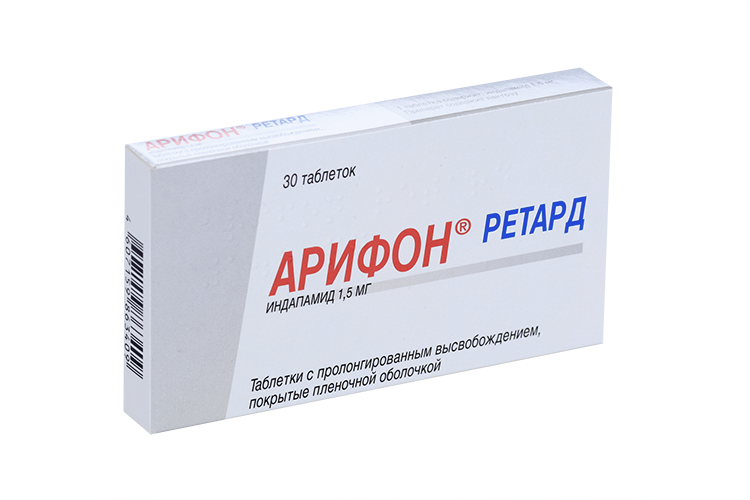 Арифон ретард 1.5 мг, 30 шт, таблетки с контролируемым высвобождением ...