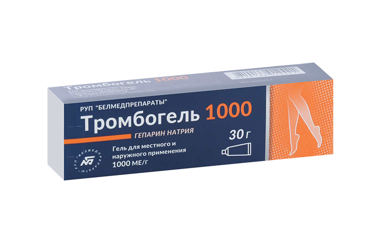 Гепарин Тромбогель 1000 МЕ/г, 30 г, гель для наружного применения ...