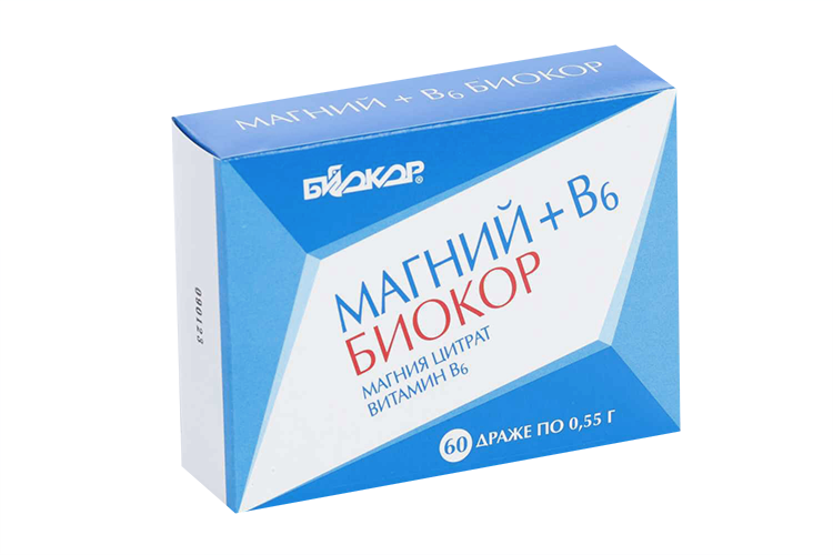 Магний В6 Биокор, 550 мг, 60 шт, драже – купить по цене 305 руб. в ...