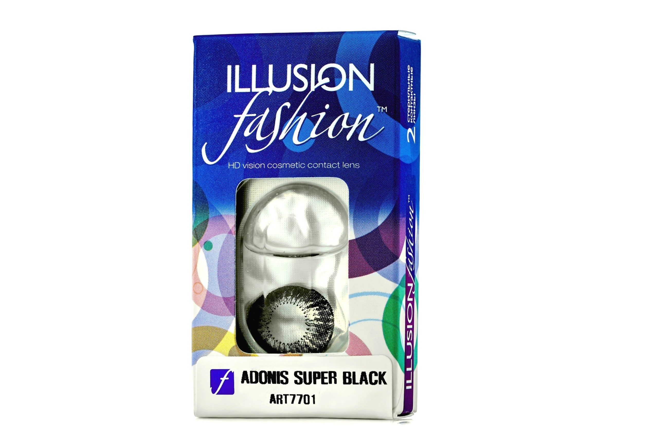 Линзы ILLUSION fashion adonis super black контактные -4,0/14.5/8.6/2 шт –  купить по цене 1114 руб. в интернет-магазине Аптеки Плюс в Самаре