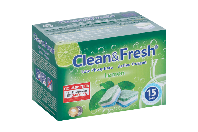 Таблетки для посудомоечных машин Clean & Fresh All in 1, 15 шт – купить ...