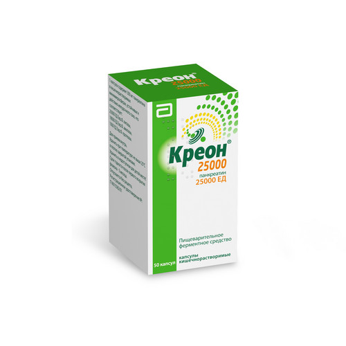 Креон 25000 25000 ЕД, 50 шт, капсулы кишечнорастворимые – купить по ...