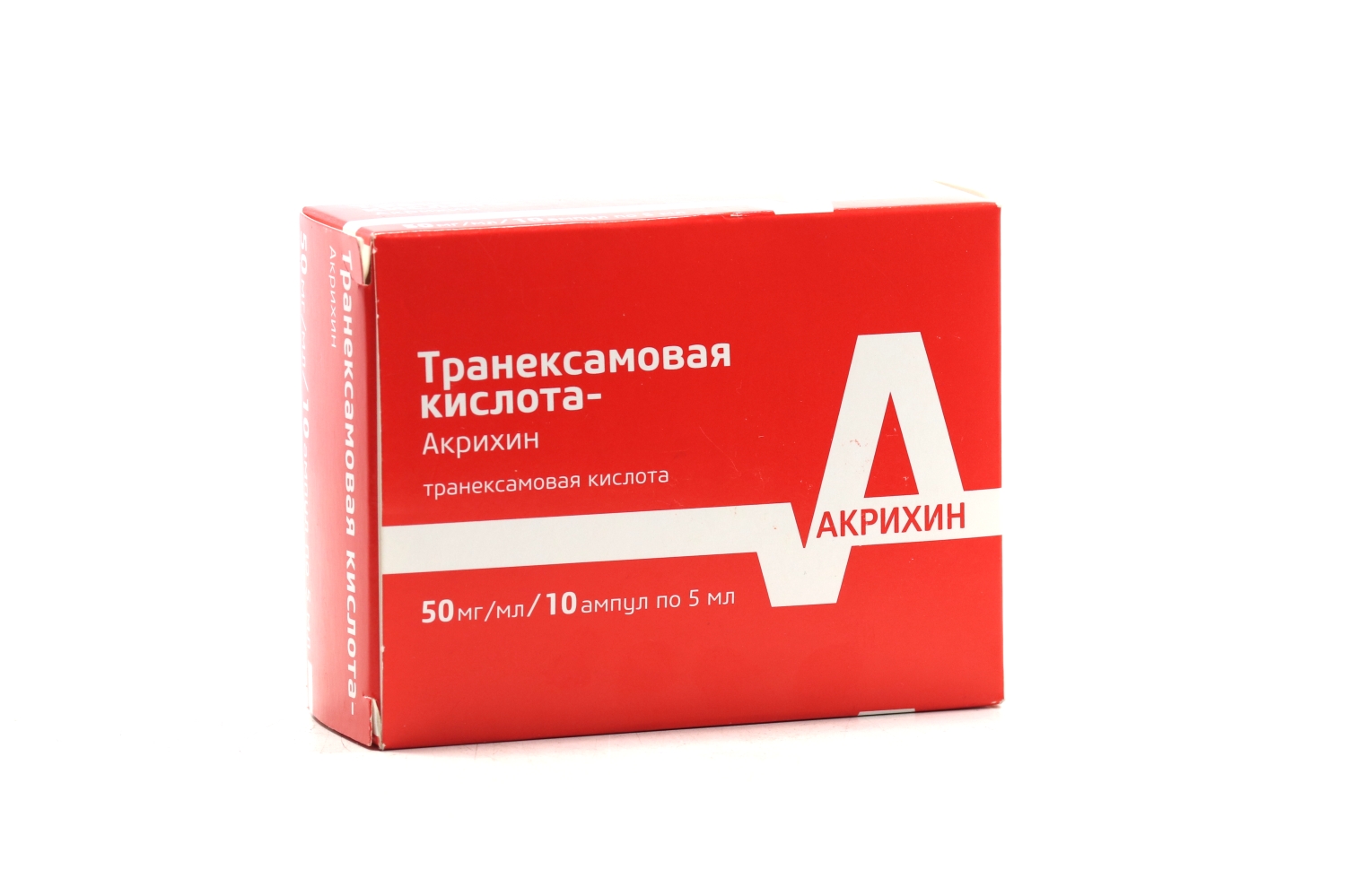 Транексамовая кислота-Акрихин 50 мг/мл, 10 шт, раствор для внутривенного  введения