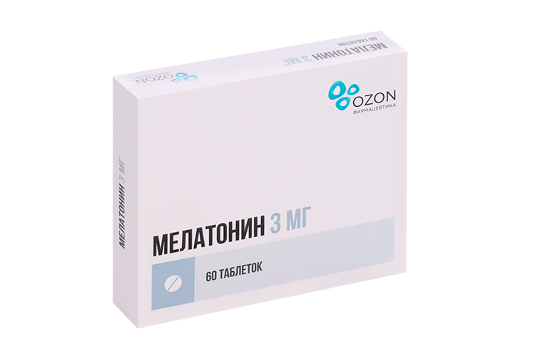Мелатонин 3 мг, 60 шт, таблетки покрытые пленочной оболочкой Озон