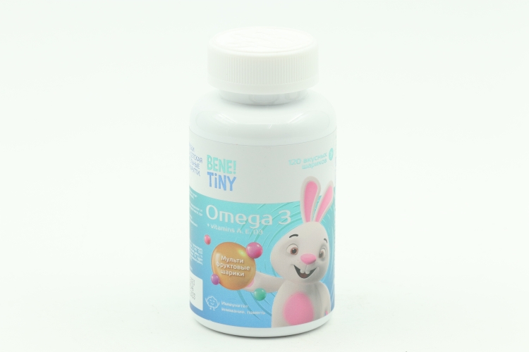 Омега 3 BENE TINY со вкусом тутти-фрутти детская, 120 шт, капсулы ...