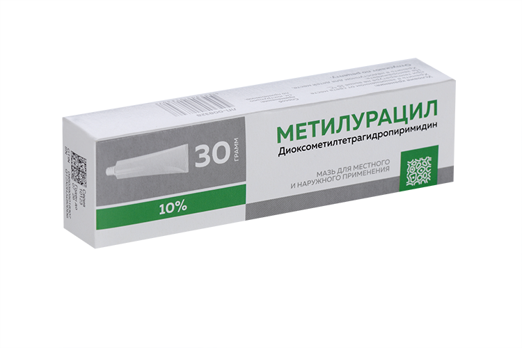 Метилурацил 10%, 30 г, мазь для местного и наружного применения ...