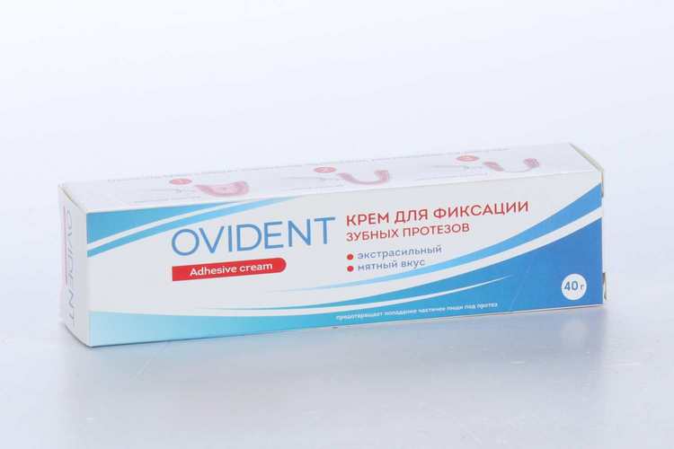 Крем Ovident экстрасильный д/фиксации зубных протезов мятный вкус, 40 г ...