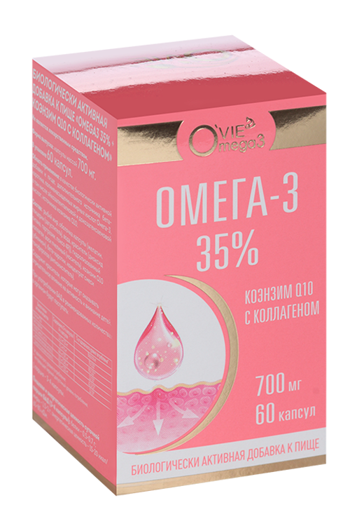 Омега-3 35% Ovie Коэнзин Q10 и коллаген, 700 мг, 60 шт, капсулы ...