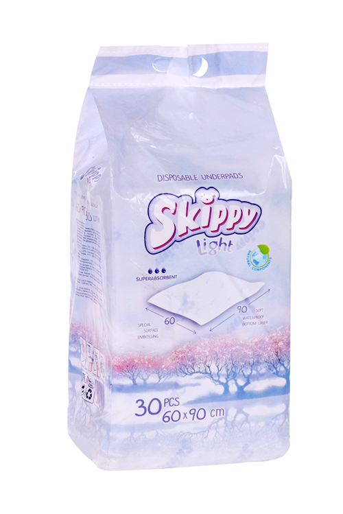 Пеленки Skippy Light одноразовые впитывающие гигиенические 60х90 см, 30 ...