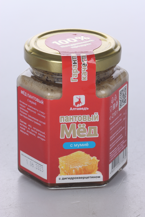 Мед Пантовый с мумие и дигидрокверцитином, 210 г, банка – купить по ...