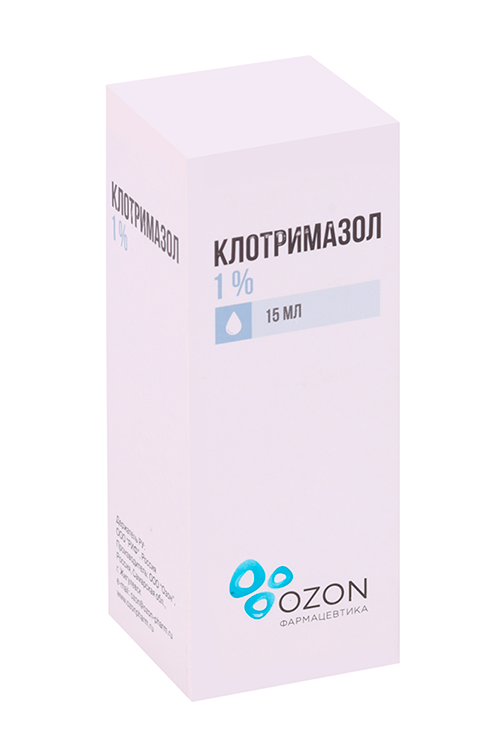 Клотримазол 1%, 15 мл, раствор для наружного применения