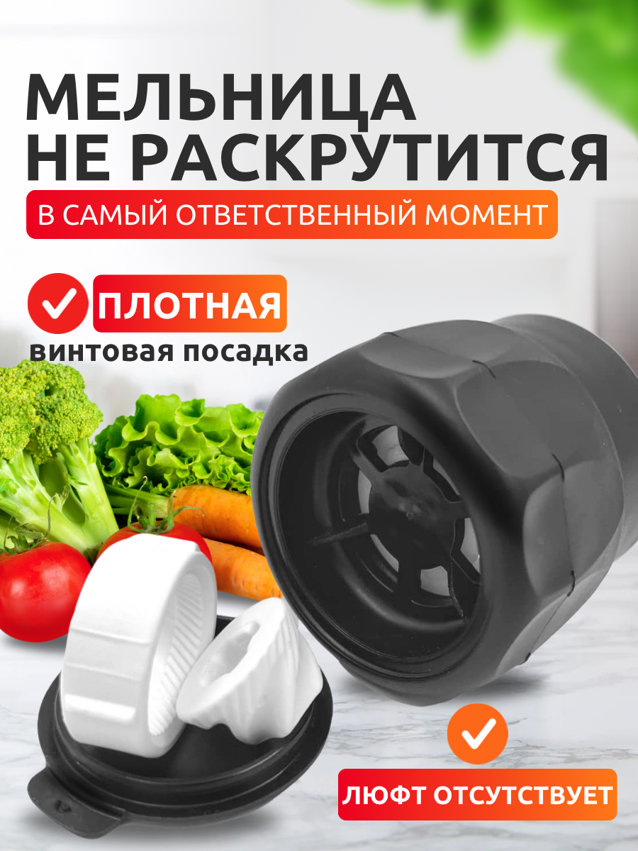 Мельницы с керамическим механизмом помола черные Мельнир 1шт