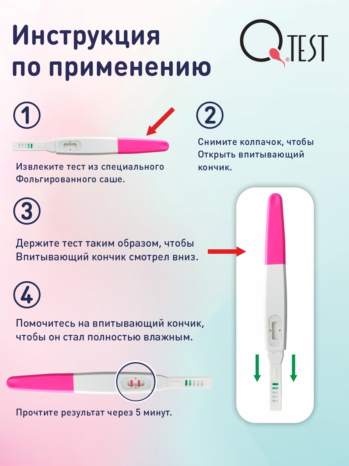 Тест на беременность Qtest струйный, 10ММе