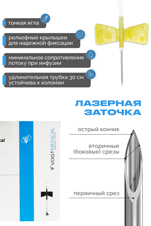 Набор перфузионный игла-"бабочка" 20 G Vogt Medical однор.стер. индив. уп.