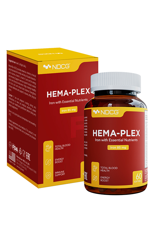 Hema-Plex, хема-плекс, железо в форме бисглицината хелата, NDCG, 60 софт капсул
