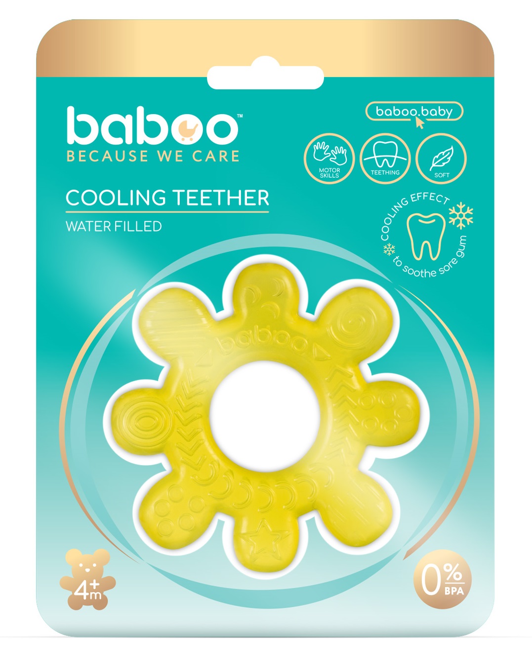 Прорезыватель для зубов с охлажд, наполн. желт. BABOO 4 мес+